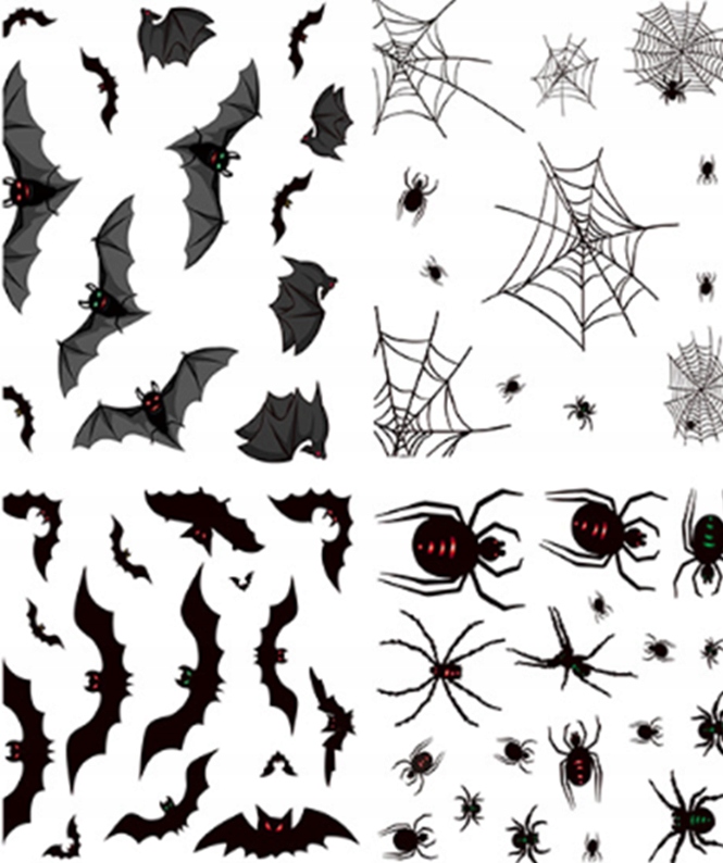 HALLOWEENSKÉ DEKORATÍVNE NÁLEPKY Pavúky 4 v 1