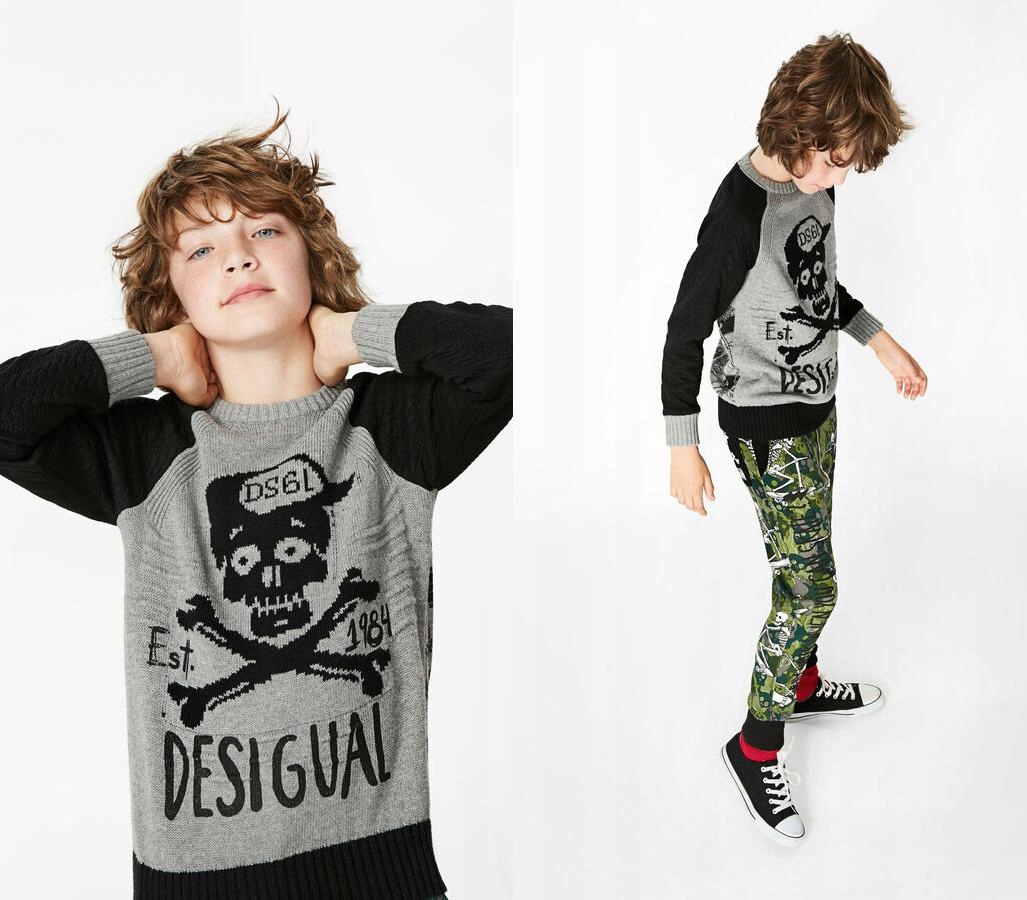 Detský sveter - Desigual 3 Gray, viacsekový sveter