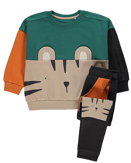 Teplaková súprava - George Children's Tracksuit Veľkosť 116 béžová, hnedá, čierna, pomarančová, viacstoritná, zelená