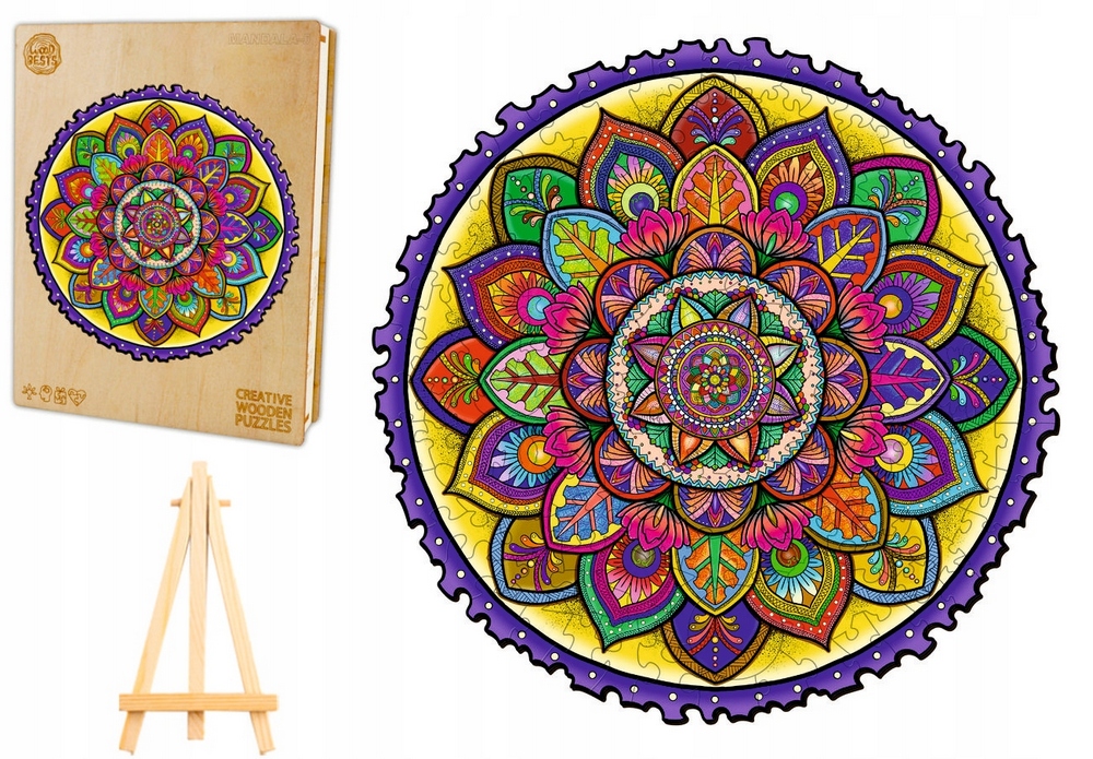 DREVENÉ PUZZZLE PRE DOSPELÝCH VEĽKÁ 243 KUSOV DREVENÁ KRABIČKA MANDALA