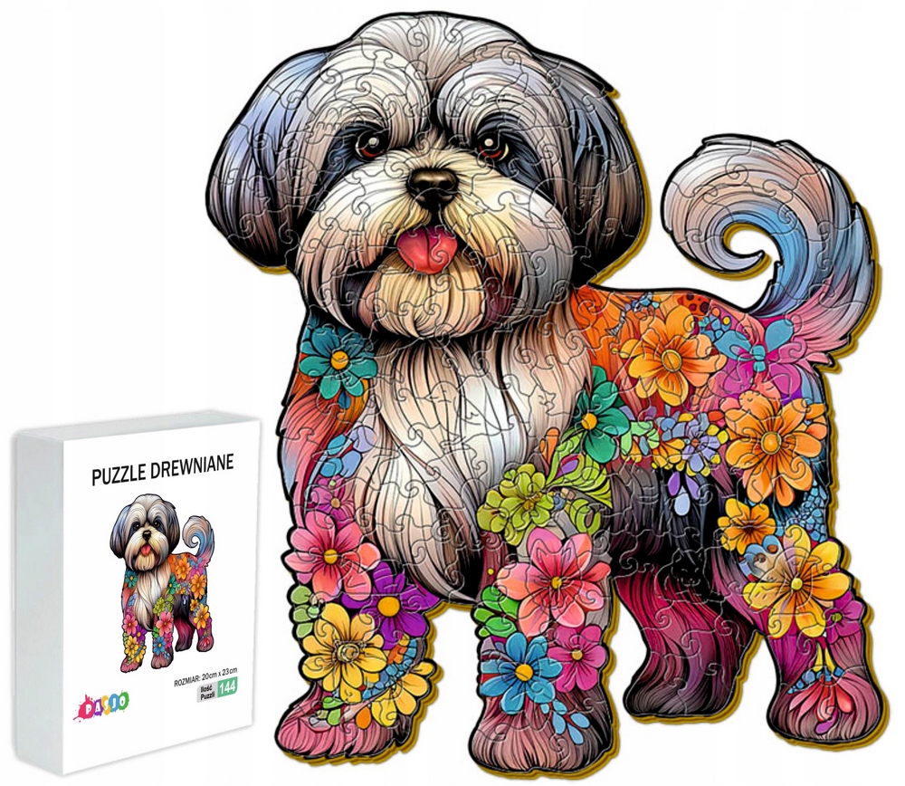 DREVENÉ PUZZZLE PRE DETI 144 KUSOV SHIH TZU DARČEK PRE DETI