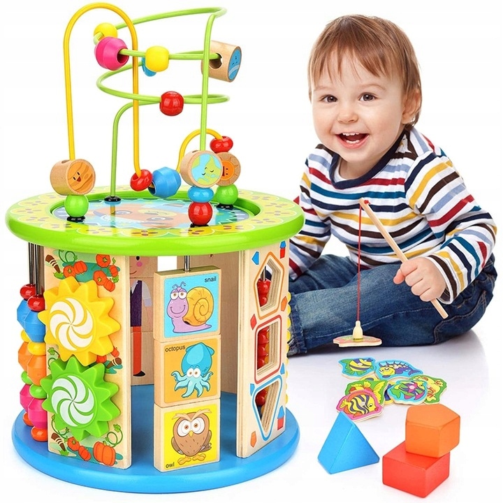 Drevená skladačka - Drevené triedenie vzdelávacieho kocky Montessori 11w1