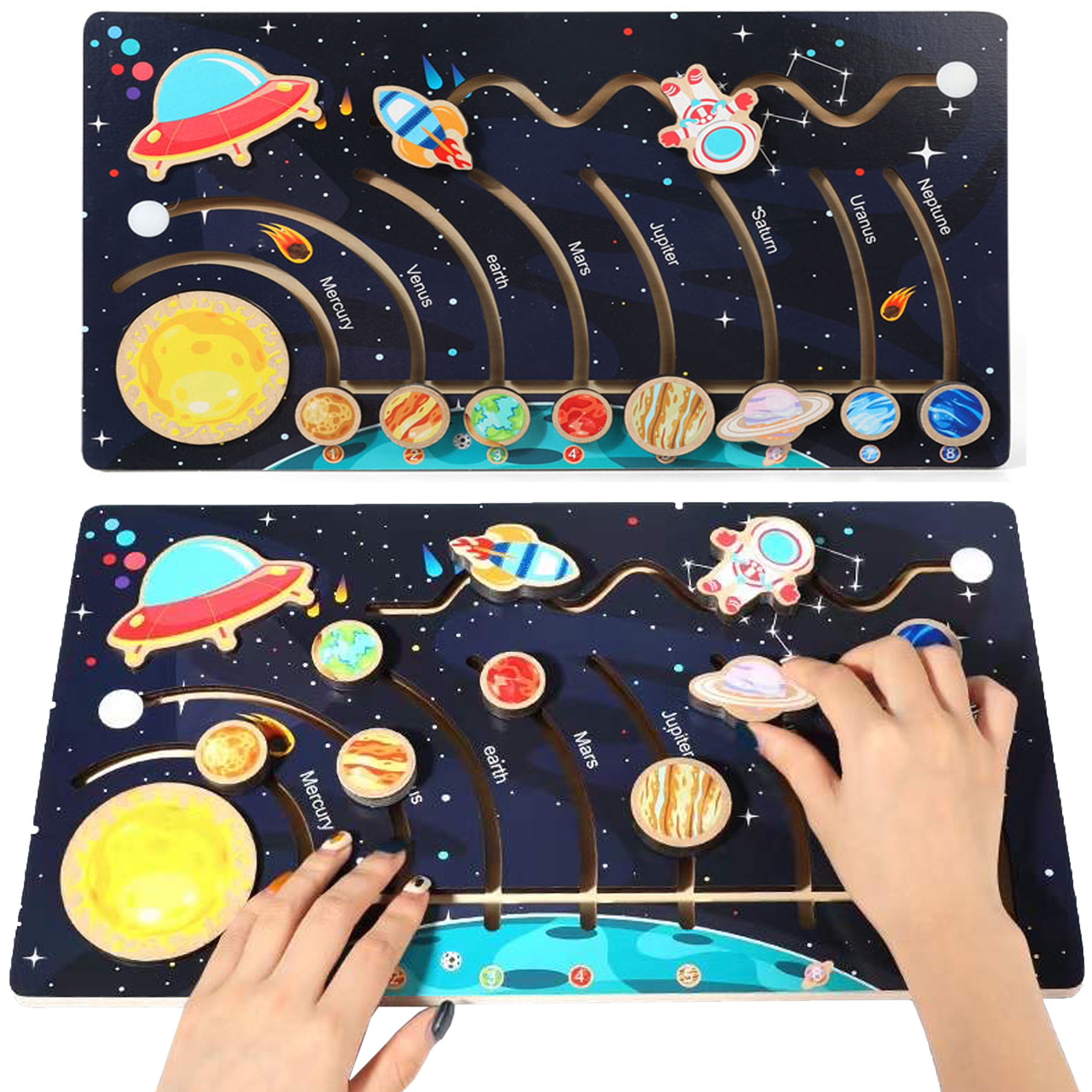 Montessori - Drevené bludisko slnečná sústava Montessori Planeta