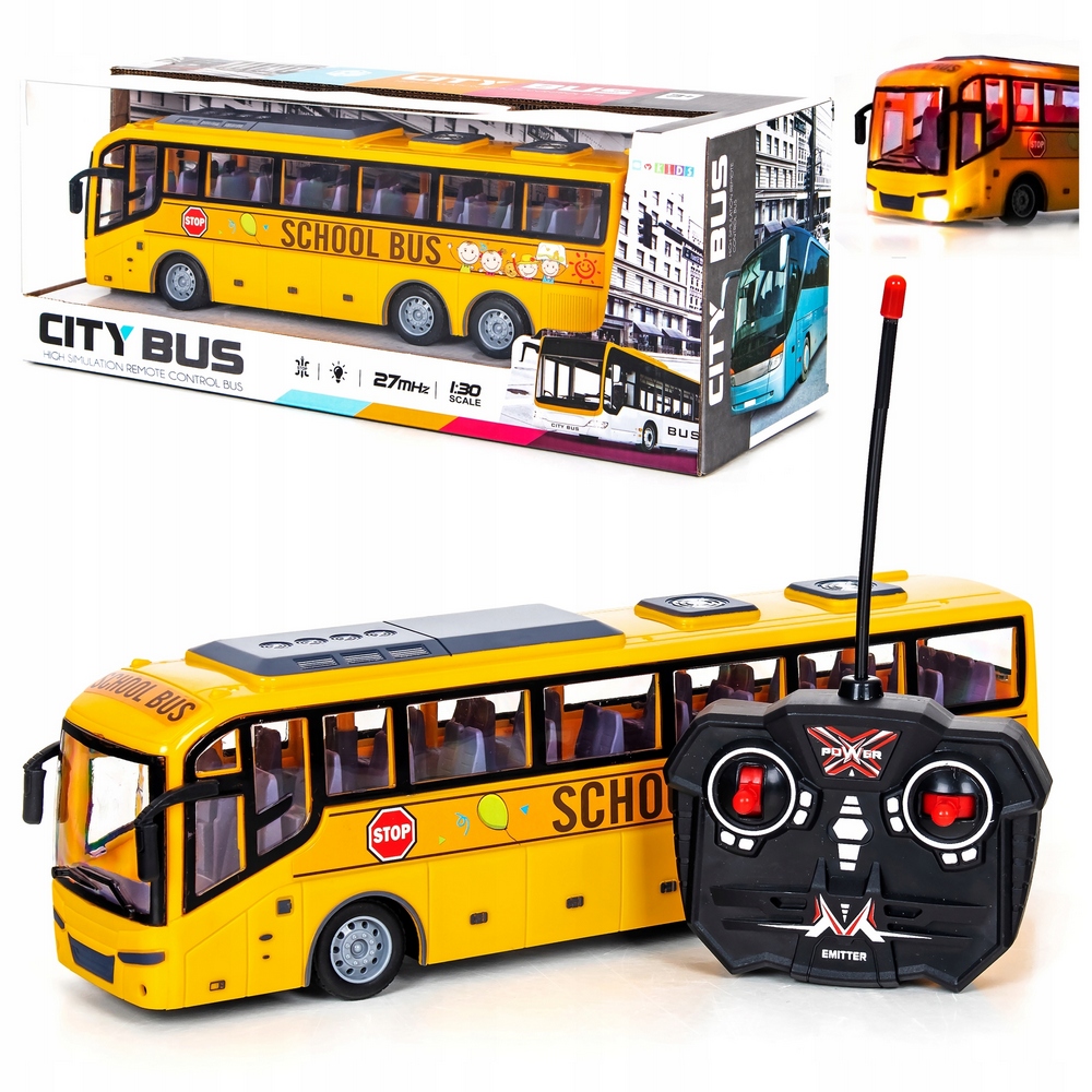 Autobus, električka - Veľký školský autobus diaľkovo ovládaný LED svetlo Pilot 1:30 žltý autobus