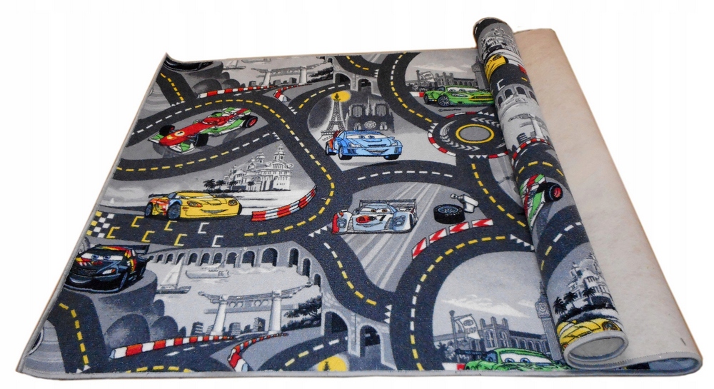 Koberec pre detskú izbu Disney Cars Grey Mat Streets Ulice 200 x 150 cm