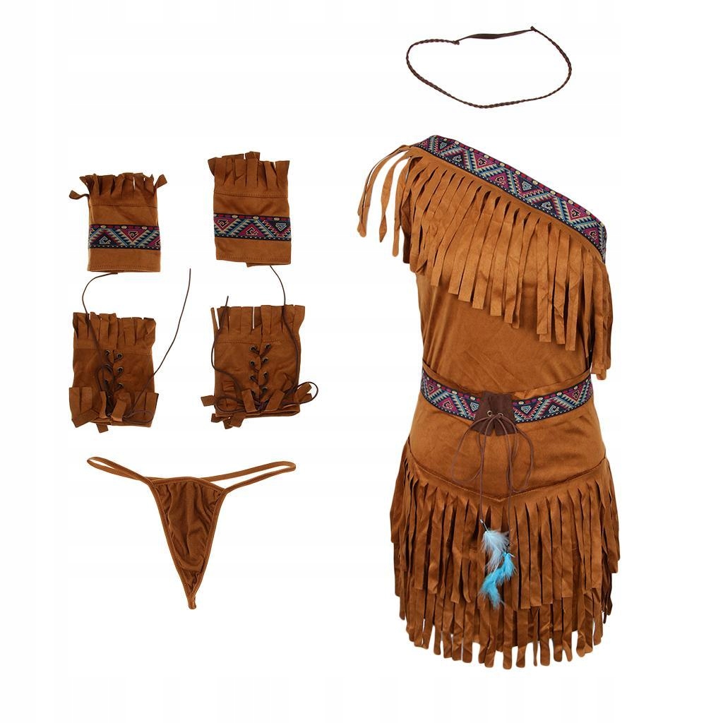 Kostým, maska - Ženský retro etnický lemovaný lemovaný semišový outfit