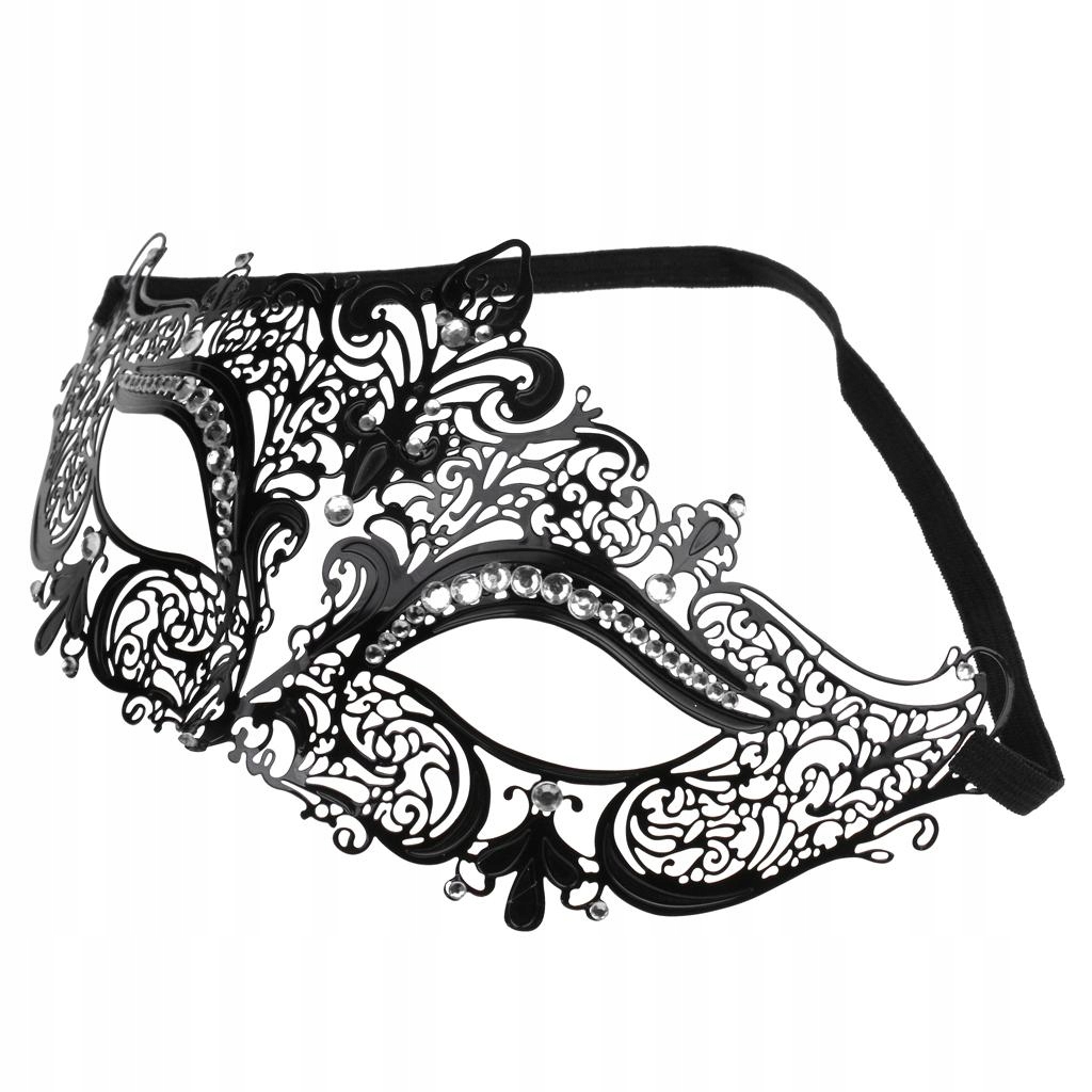 Halloweensky párty kostým Diamante s kovovou maskou, čierna