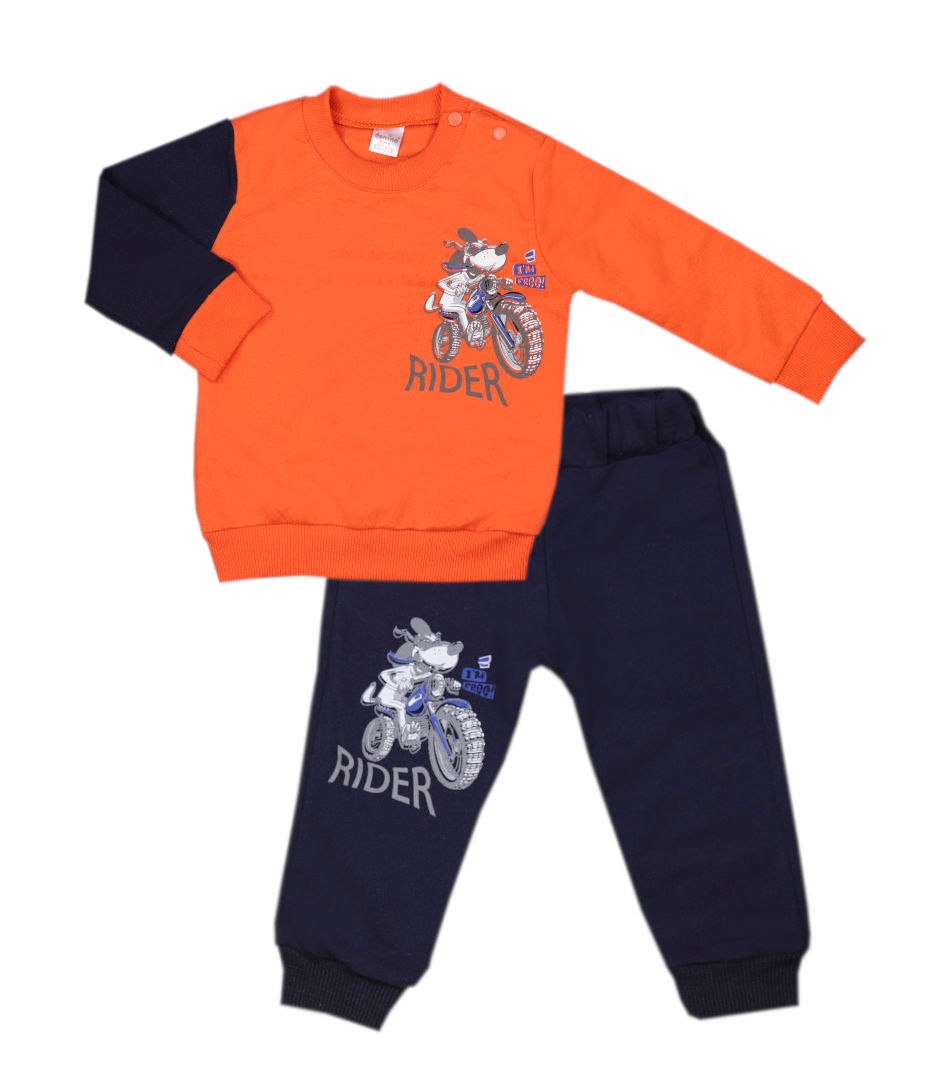 Detský komplet - Baby Set Swekbrabowe.pl 80 biela, námornícka modrá, oranžová 2 ks.