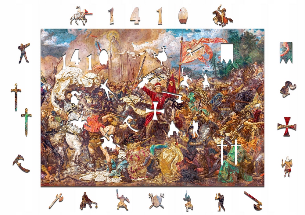 Drevené puzzle Battle of Grunwald Drevené puzzle darček A3