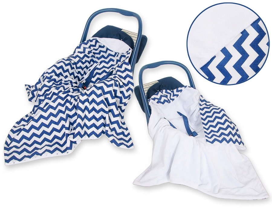 Obojstranná prikrývka pre autosedačku- Chevron Navy Blue