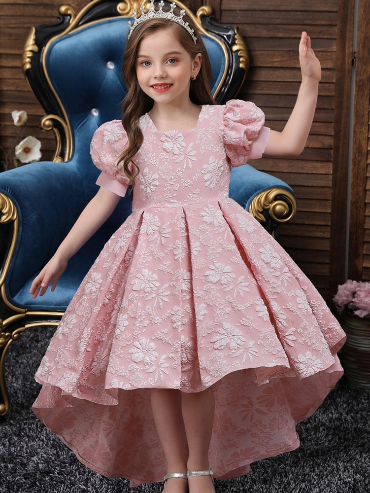 Dievčenské šaty - E16W005 Pink Dress Flowers Buffi Shei 152