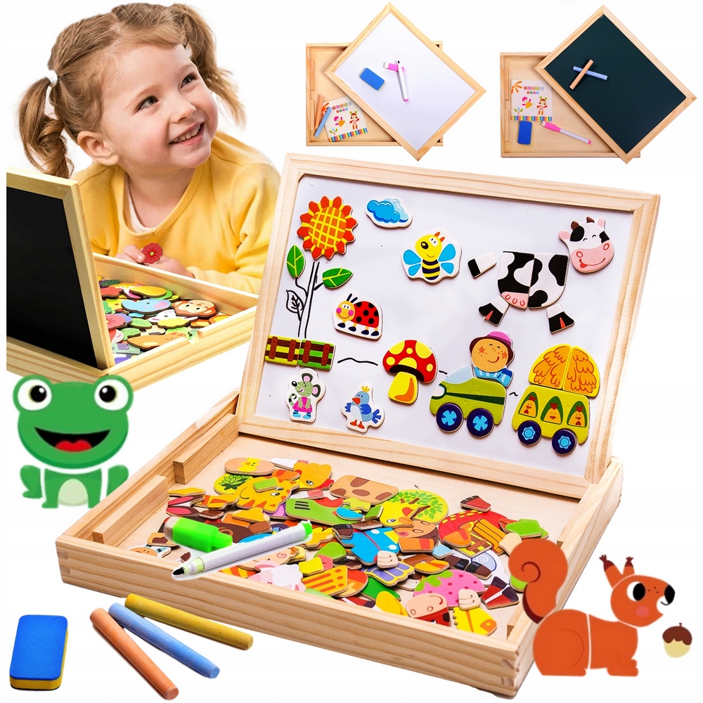 Kriedová, magnetická tabuľa - Vzdelávacia veľká magnetická doska kreatívna hádanka Montessori 158 El