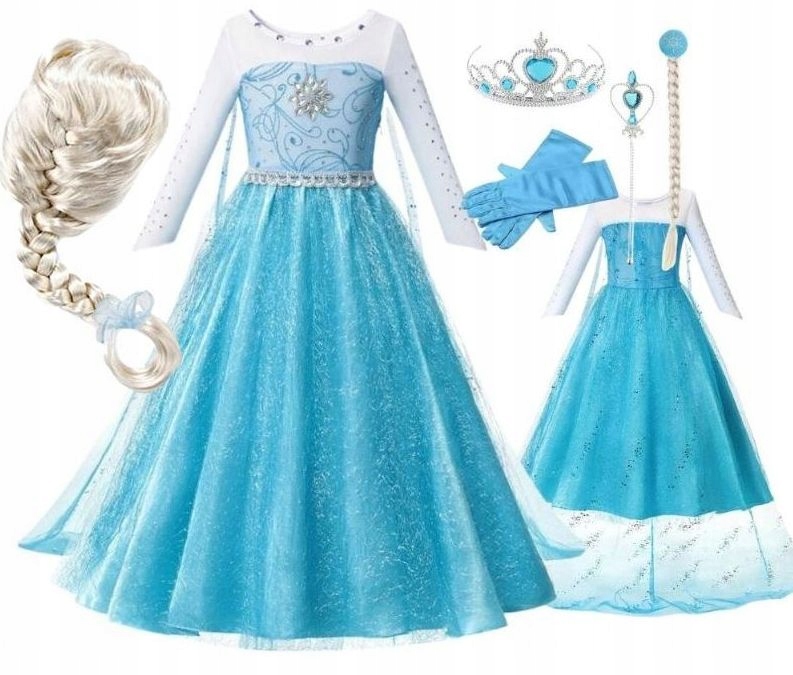 Kostým pre dievča - Elsa Frozen 7in1 Mega Costume Set Outfit 122-128