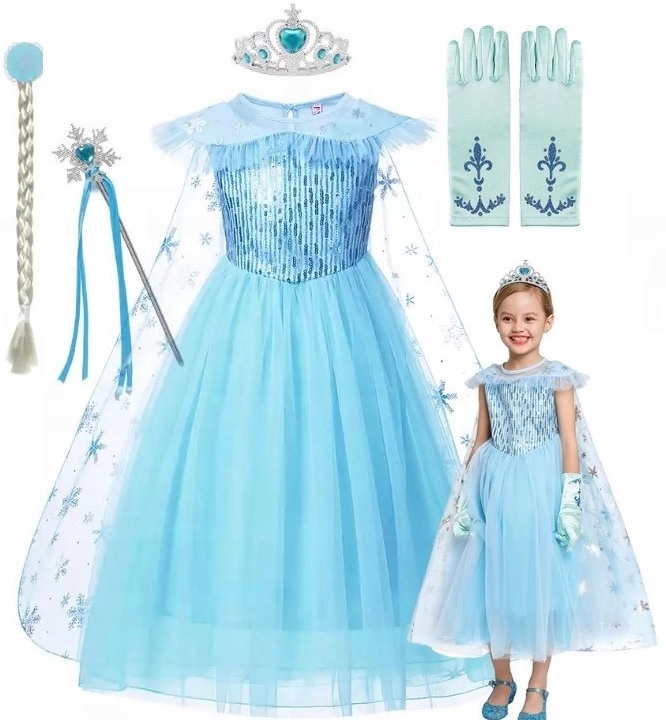 Dievčenské šaty - Elsa Dress Dress Set Elza Land of Ice 134
