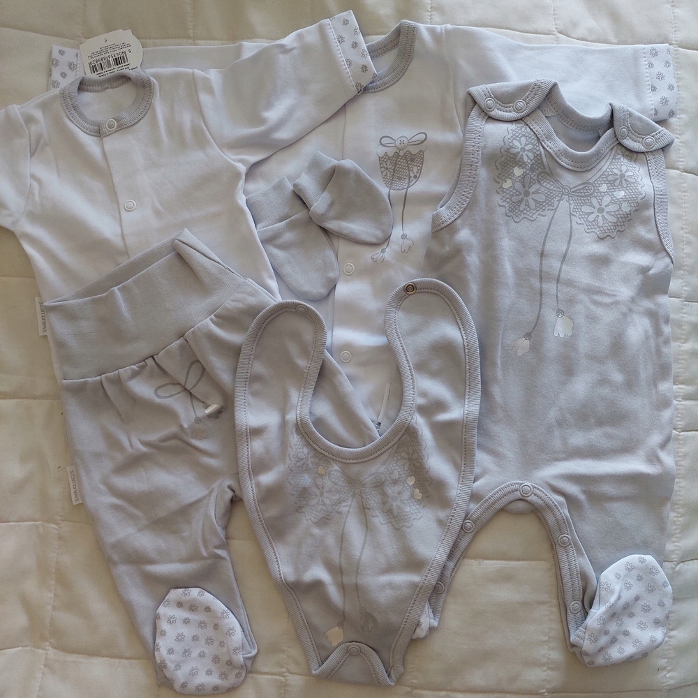 Detský komplet - Ewa Klucze Eevi Layette 6 prvkov 100% bavlna