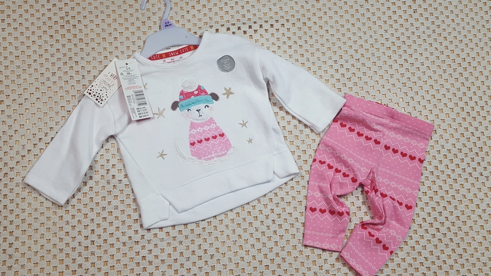 Detský komplet - Baby Set F&F 68 biela, modrá, ružová 2 ks.