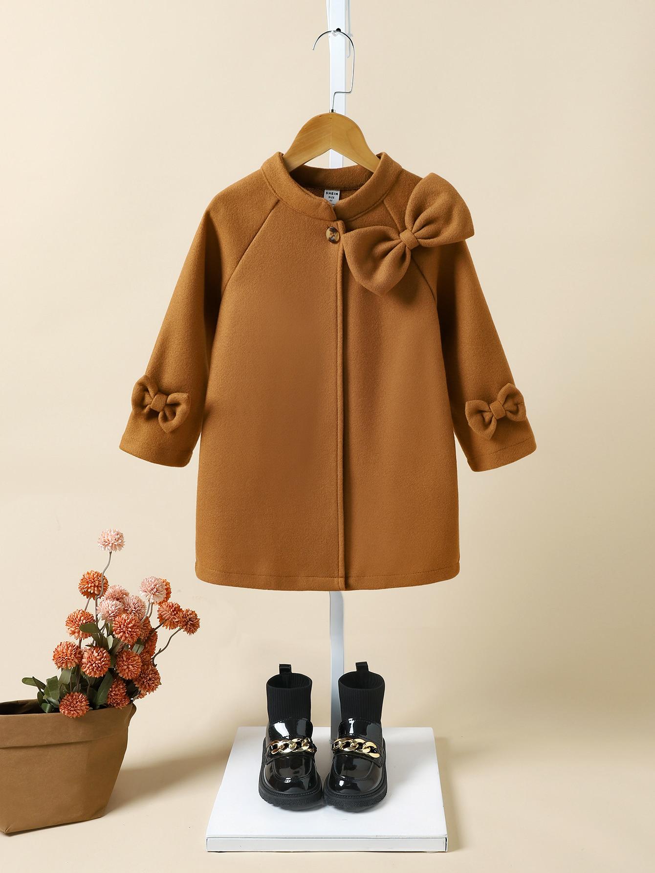 Detská bunda - F17L005 Classic Coat Brown Bows Shein 126