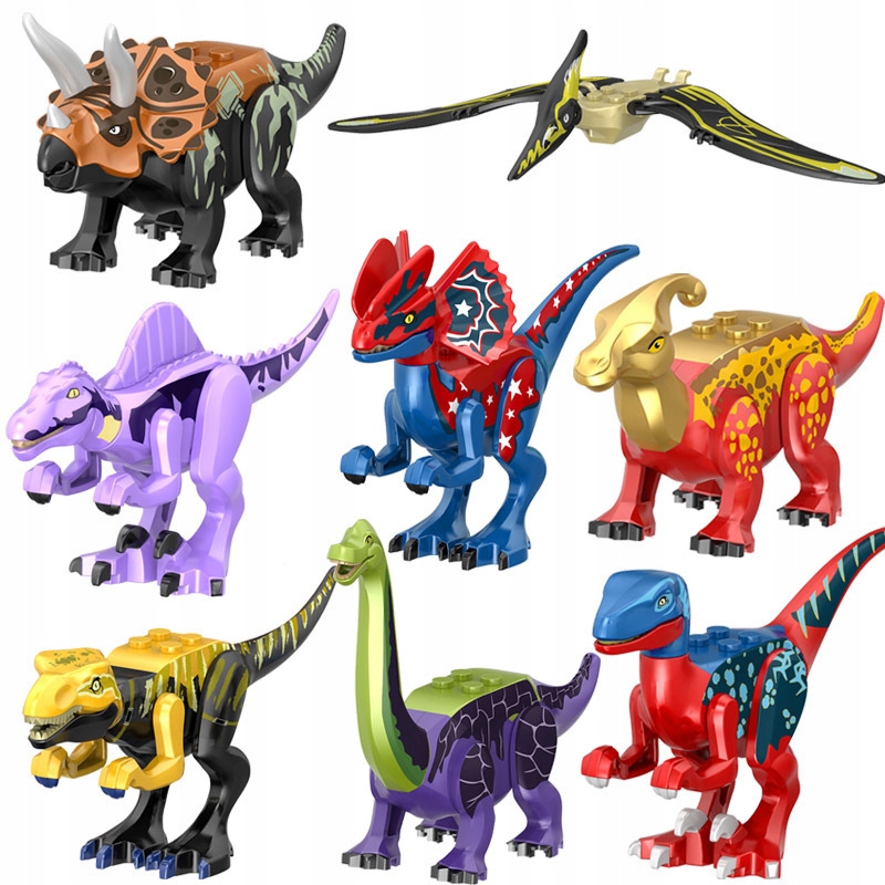 Figuríny dinosaurov 8 kusov sada blokov + príslušenstvo