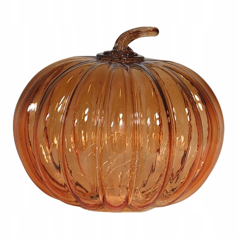 TEKVICOVÁ LED DEKORATÍVNA LAMPIÓNKA Z FIKÁROVÉHO SKLA JESENNÁ DEKORÁCIA NA HALLOWEEN