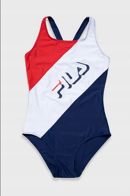 Detské plavky - Fila jeden -kus outfit. 170 biela, červená, námornícka modrá