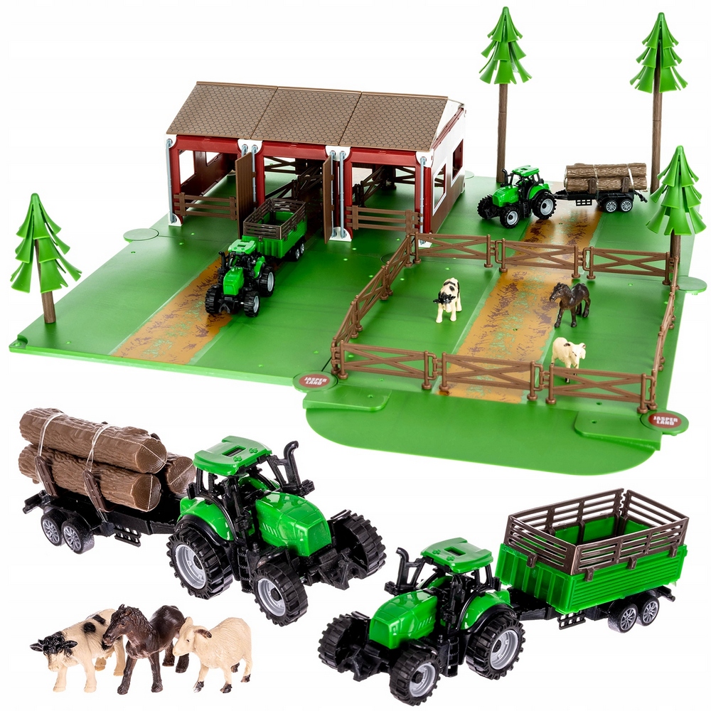 Figúrka - Poľnohospodárske zvieracie zvieratá Tractor Trailer Figuríny Cow Horse 102