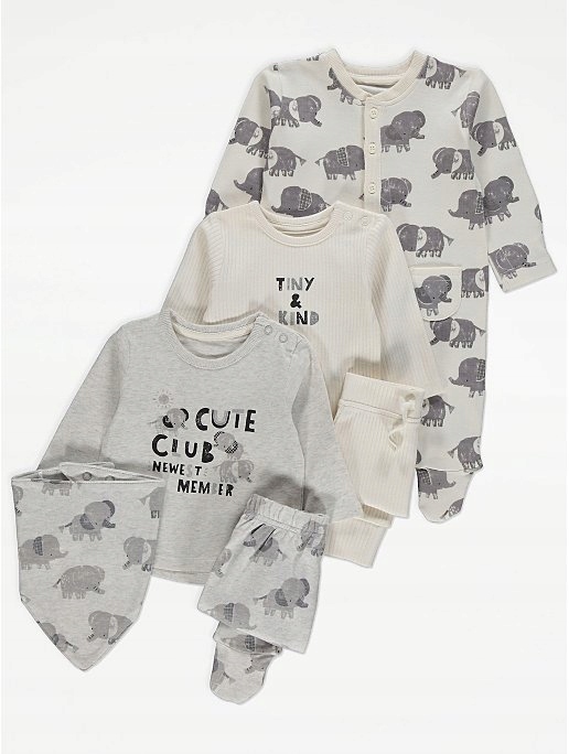 Detský komplet - Baby Set George 62 ECRU, šedá 6 ks.