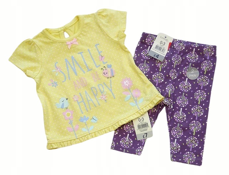 Detský komplet - George Infant Set 62 Purple, Multi -Colored, Yellow 2 ks.