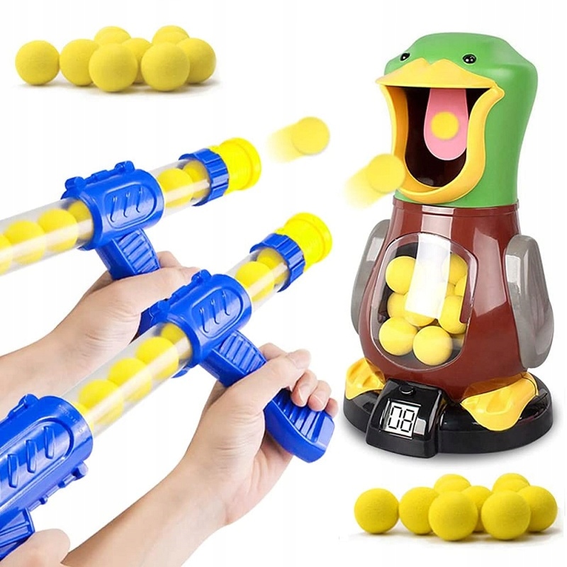Hra na zručnosť - Hungry Duck Shooting do Target 2 Pistols Balls Toy Game
