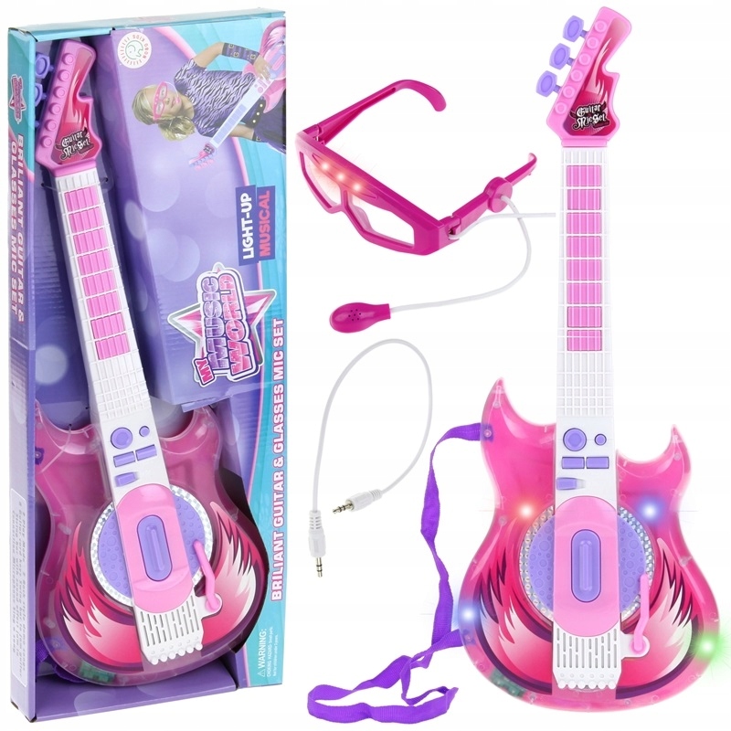Detský hudobný nástroj - Elektrická rocková gitara s mikrofónom pre deti
