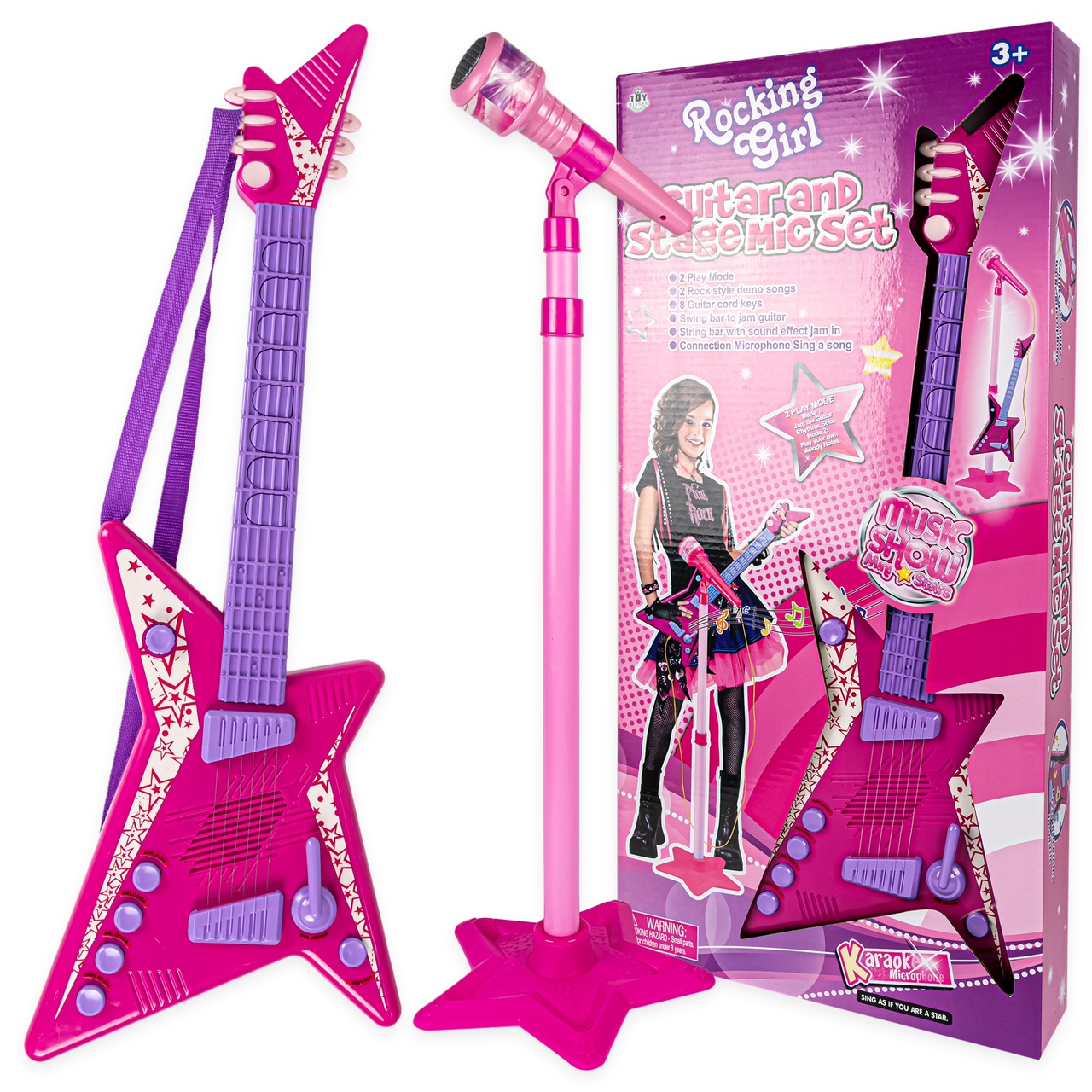 Detský hudobný nástroj - Elektrická gitara karaoke mikrofón pre deti