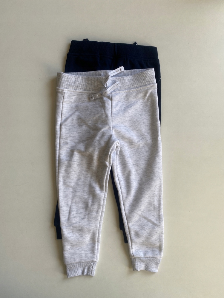 Primark 92 Navy modré tepláky, sivé