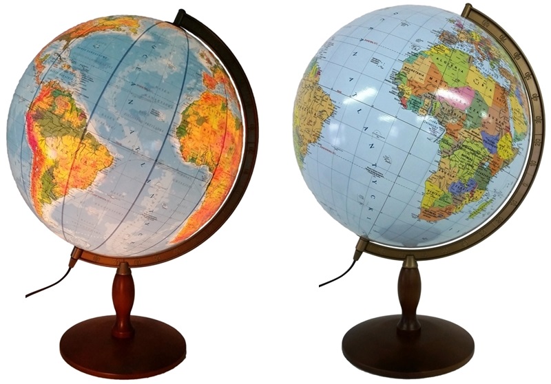 Globe 420 mm podsvietená 2in1 drevená darčeková aplikácia Aplik