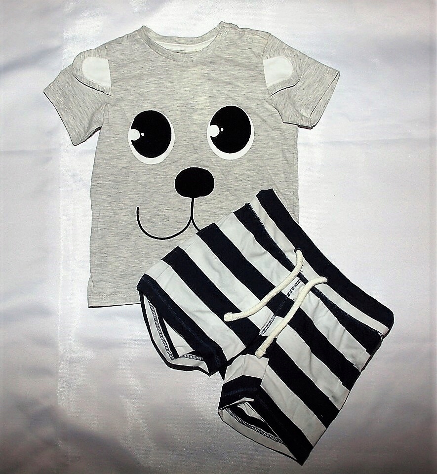 Detský komplet - Baby Set H&M 86 čierna, fialová, modrá, šedá 2 ks.