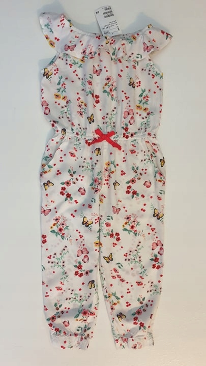 Detská kombinéza - H&M 98 biely, červený, zelený oblek