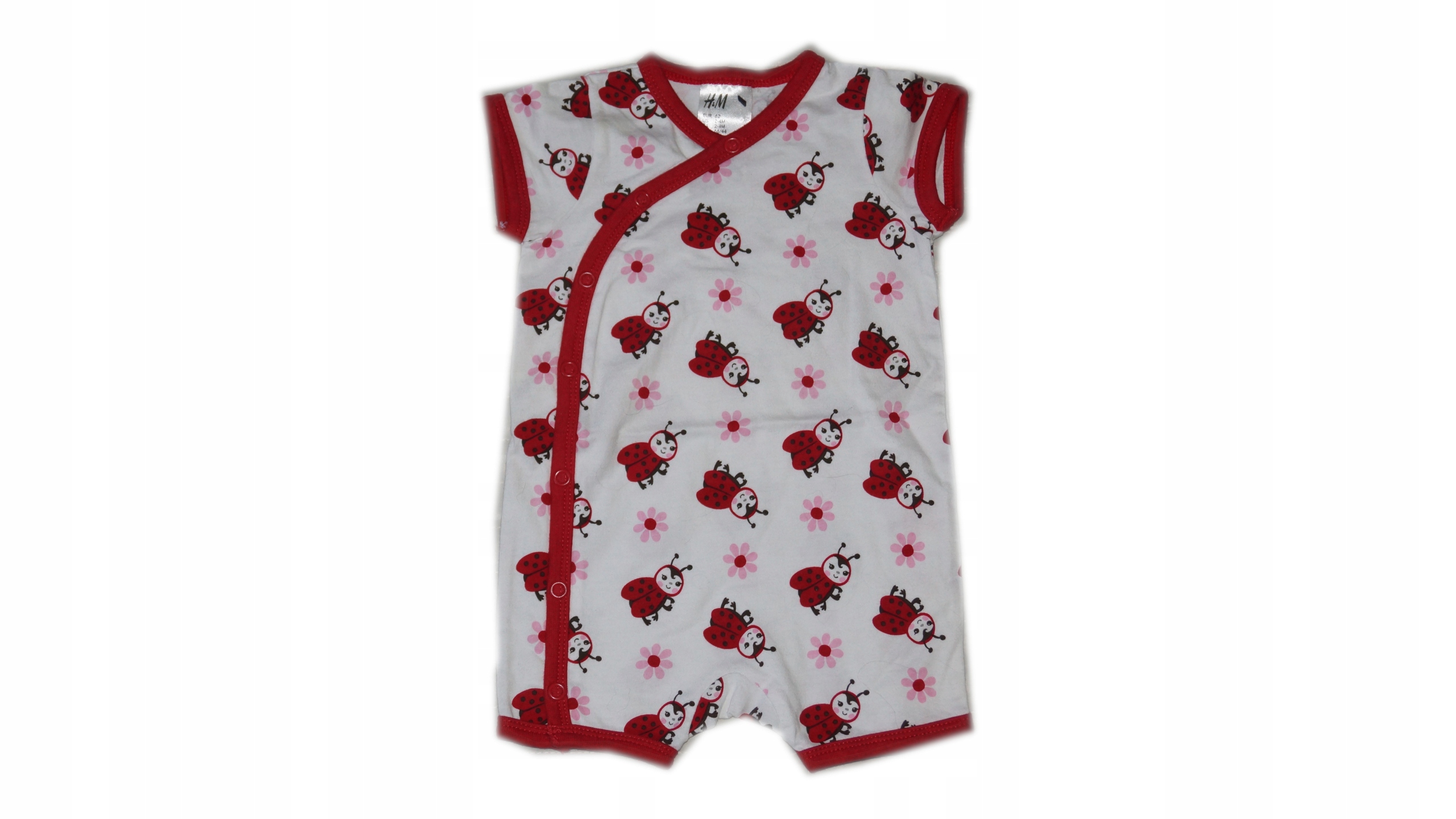 Dupačky - Baby Rampers H&M 62 biela, červená