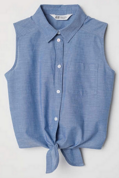 Detská košeľa - H&M Detská košeľa veľkosť 146 bez rukávov modrá