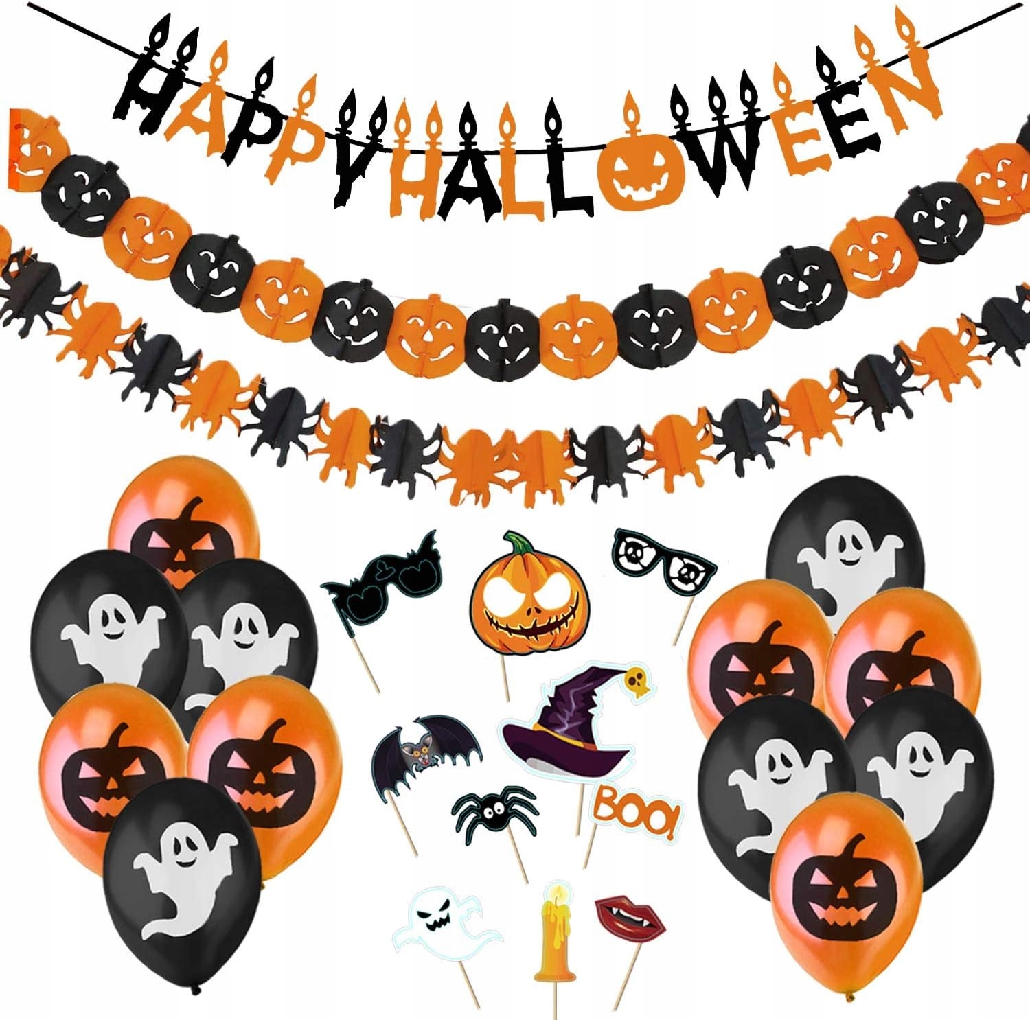 HALLOWEENSKÉ DEKORÁCIE 25 KUSOVÝ PÁRTY PÁRTY OZDOBENIE SADA BALÓNOV BANNER