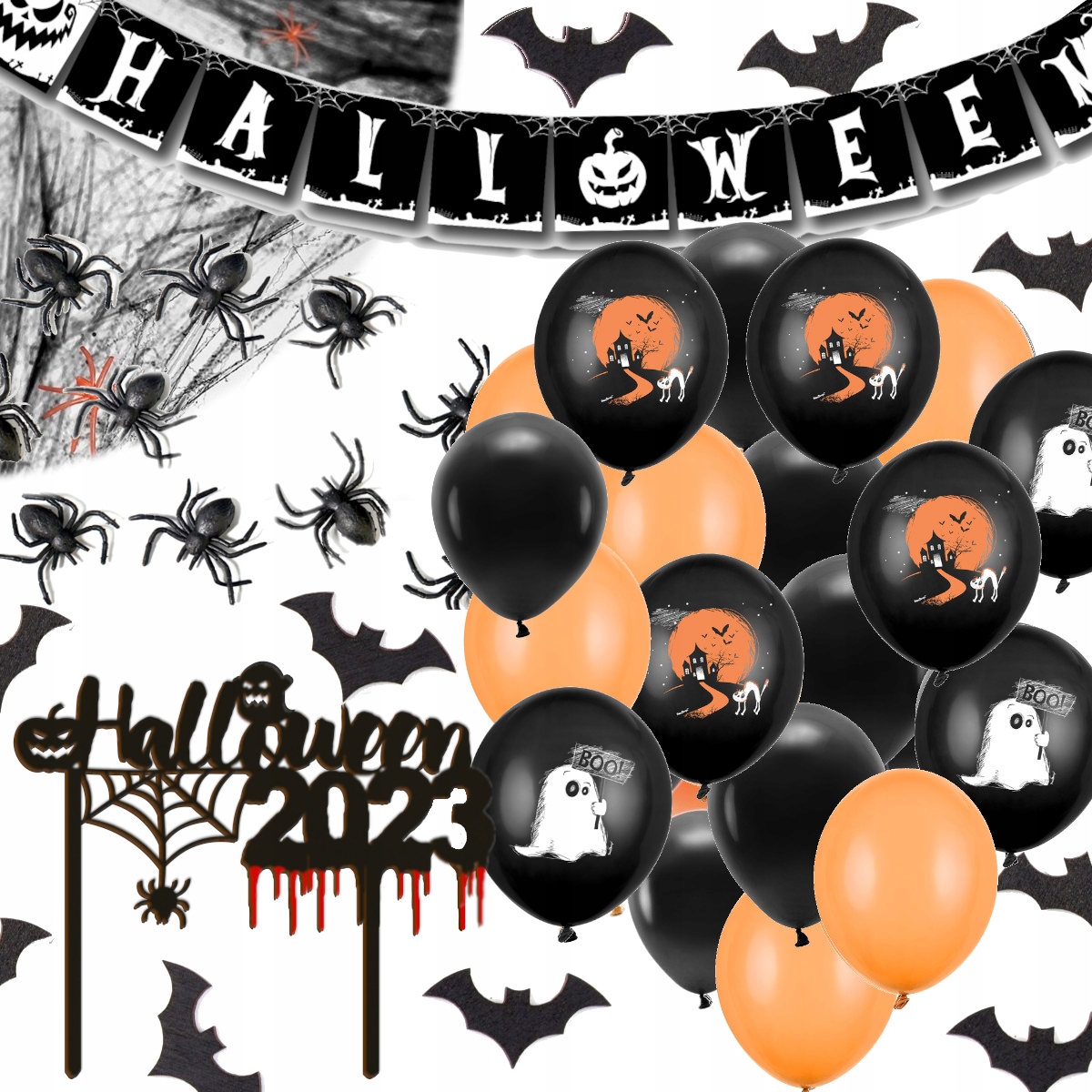 SADA HALLOWEENSKÝCH DEKORácií Tmavá Veľká 43 ks.
