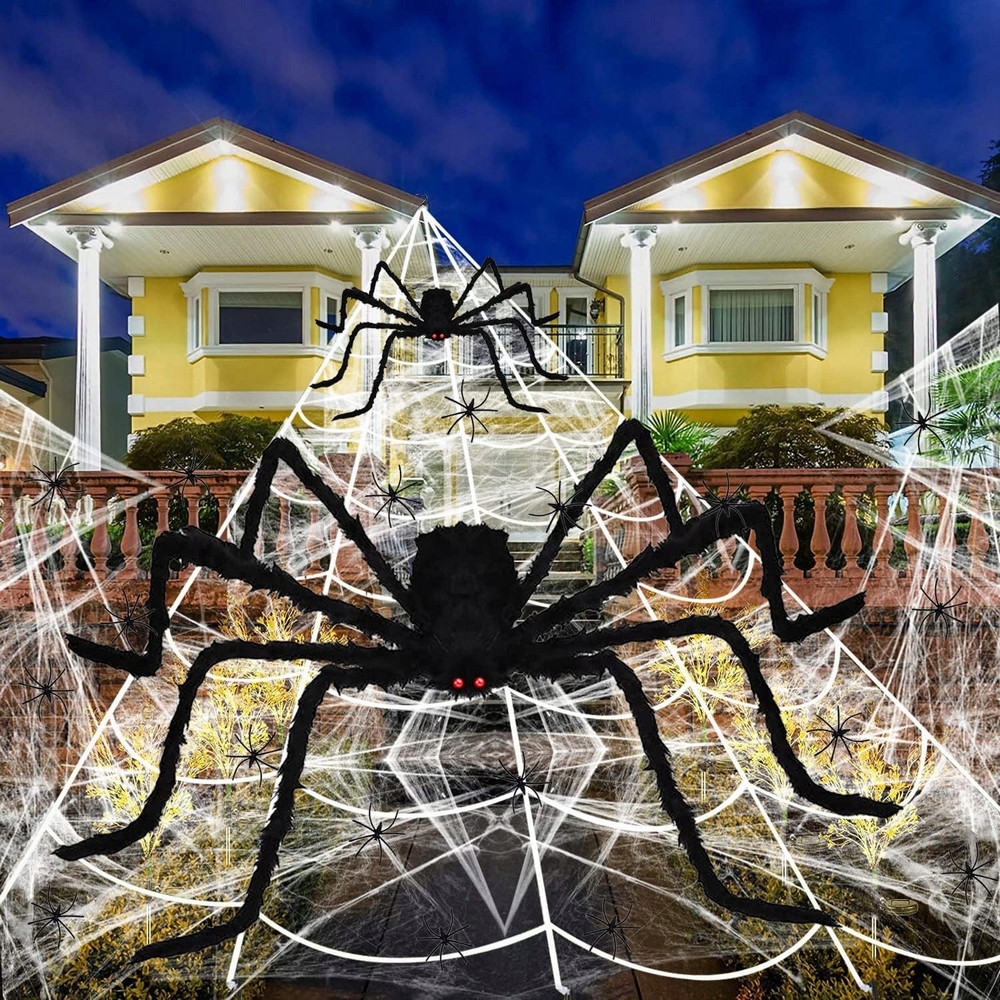 HALLOWEENSKÝ VEĽKÝ PAVÚK, DEKORÁCIE SIDER PAVÚČA, VONKAJŠÍ DVOR
