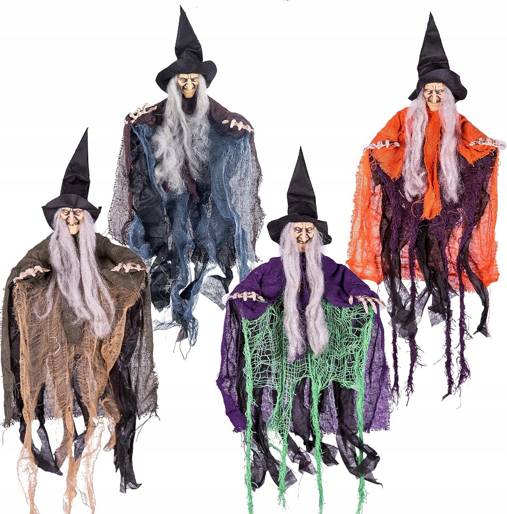 HALLOWEENSKÉ ČARODEJNICE STRAŠIDLÁ VEĽKÁ 50CM SADA ZÁSADNÝCH DEKORácií x4