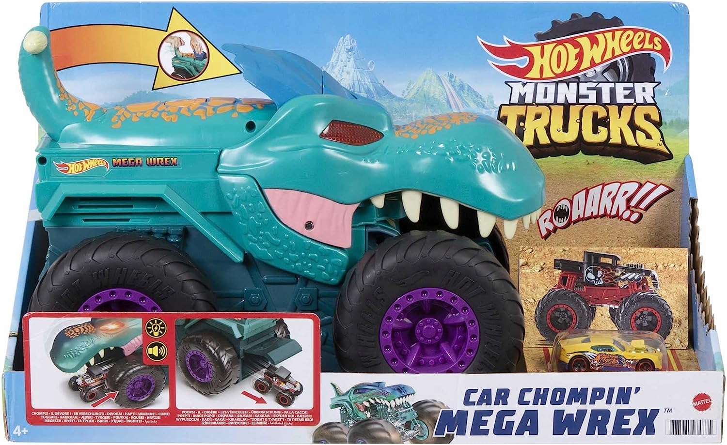 HOT WHEELS Autopožierač áut Mega Wrex Monster Truck Svetelný zvuk GYL13