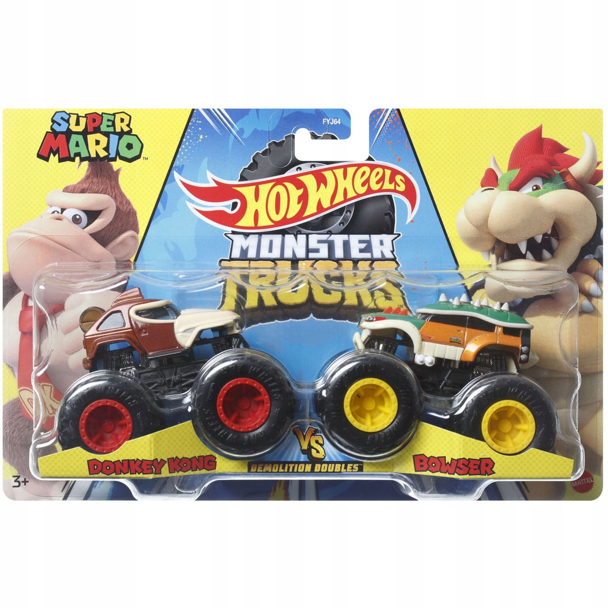 Sada autíčok - Horúce kolesá Mario Monster Truck Donkey Kong Bowser