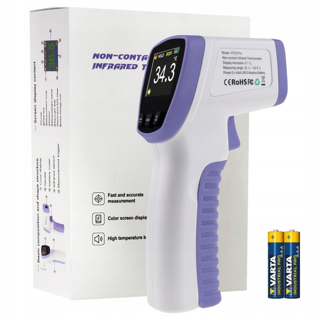 HT20 Pro Non -Kontaktný teplomer artometrov
