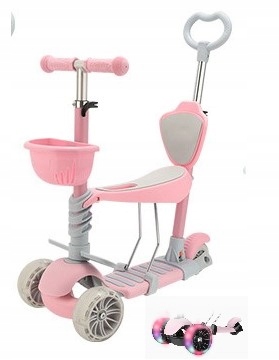 Tri -kolieskové LED skúter 5in1 Pink Scooter 2020