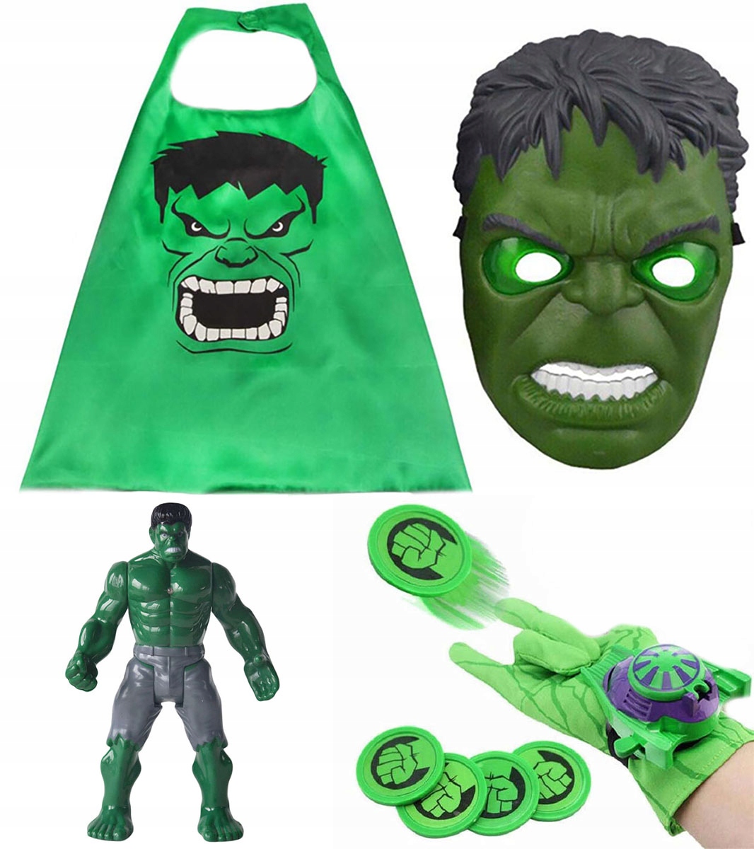 Kostým pre chlapca- Hulk Outfit Cape Mask svieti figurínu rukavice