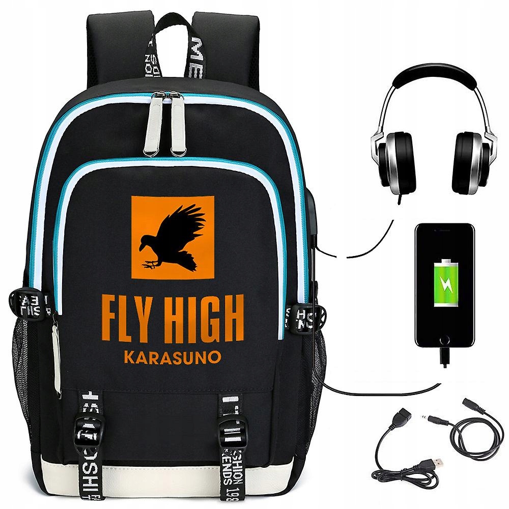 Aktovka - Haikyuu batoh USB nabíjanie študentskej školy