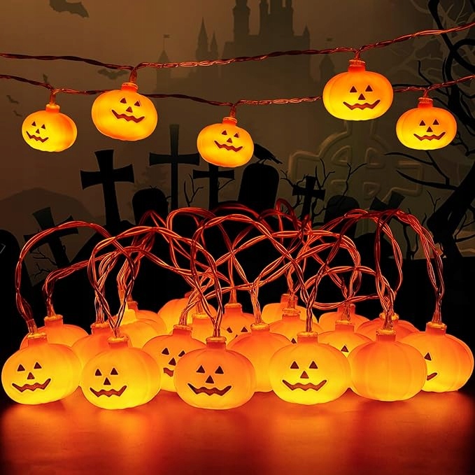 Halloweenske dekoračné svetlá, tekvicové svetlo 3 m 20 LED