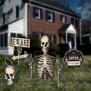 Halloweenska záhradná dekorácia Kostry lebky