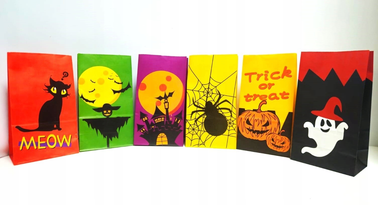 Halloweenske papierové vrecúška na sladkosti, maškrty, 60 kusov, VEĽKÉ