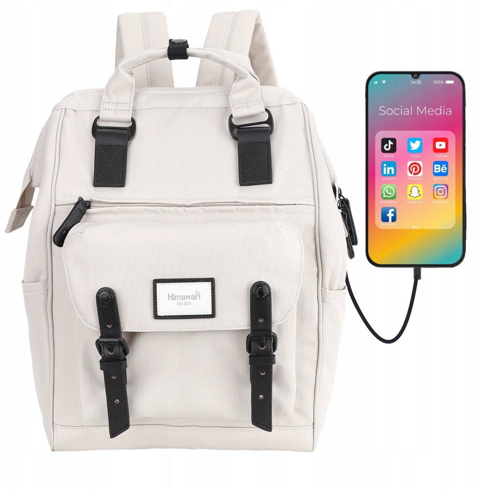 Elegantný dámsky batoh Himawari pre školu a cestovanie s USB a oddelením na laptop